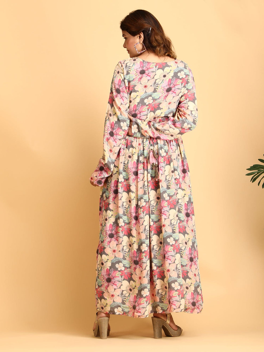 Floral printed Gown with Hand sequence work - Georgette Crepe Girls Dress