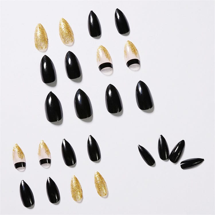 SMOOKY Reusable - 24 Pcs fake nails kit -Golden and Black