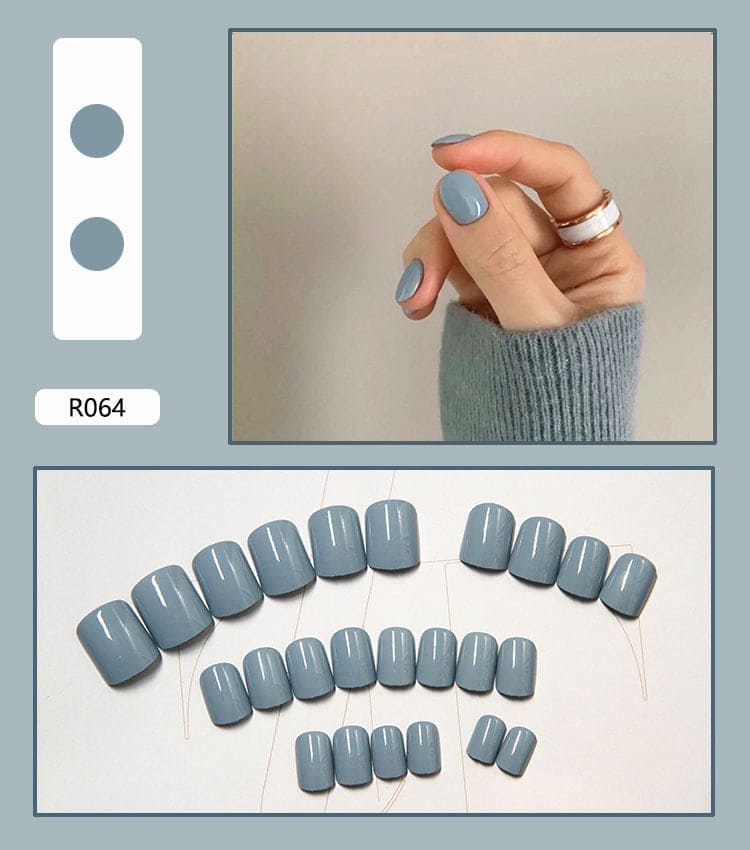 SMOOKY Reusable - 24 Pcs nail art designs kit-Grey Blue