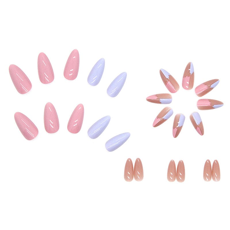 SMOOKY Reusable - 24 Pcs fake nails kit -Multi Color Pink and Blue