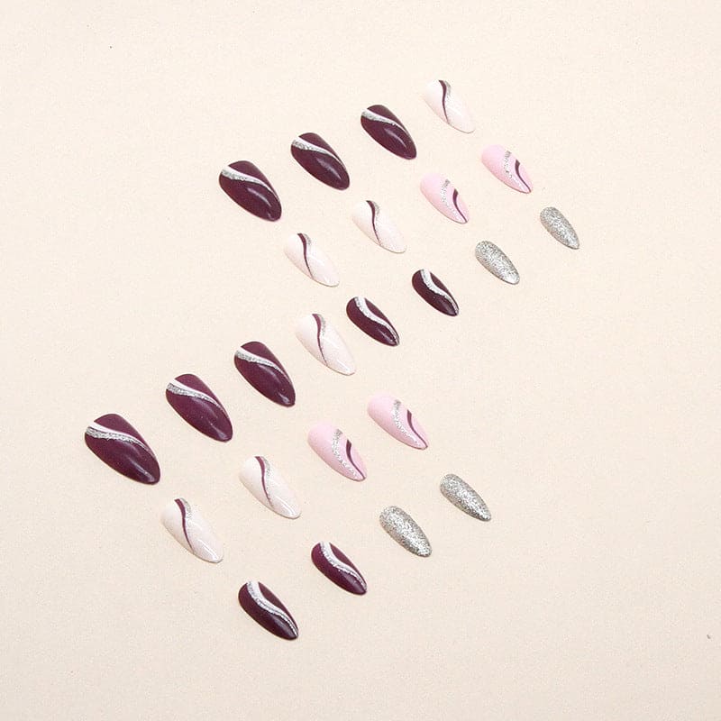 SMOOKY Reusable - 24 Pcs nail art extension kit -Pink and Purple