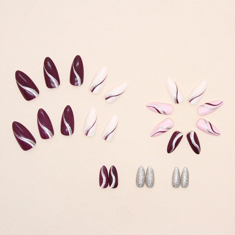 SMOOKY Reusable - 24 Pcs nail art extension kit -Pink and Purple