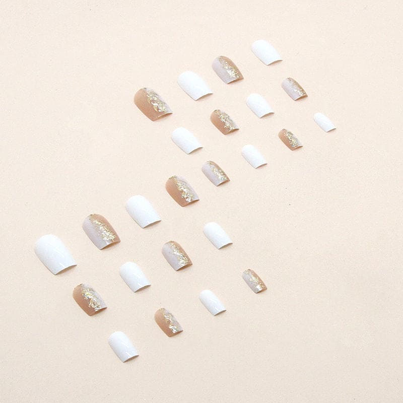 SMOOKY Reusable - 24 Pcs nail art extension kit -White Golden Foil