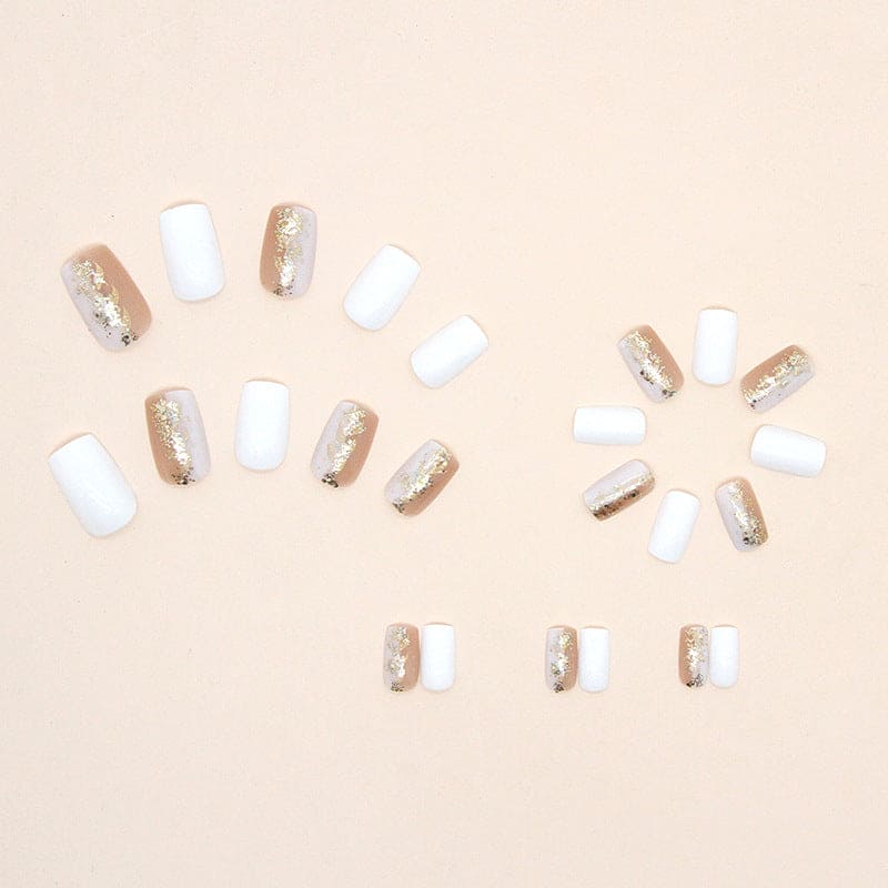 SMOOKY Reusable - 24 Pcs nail art extension kit -White Golden Foil