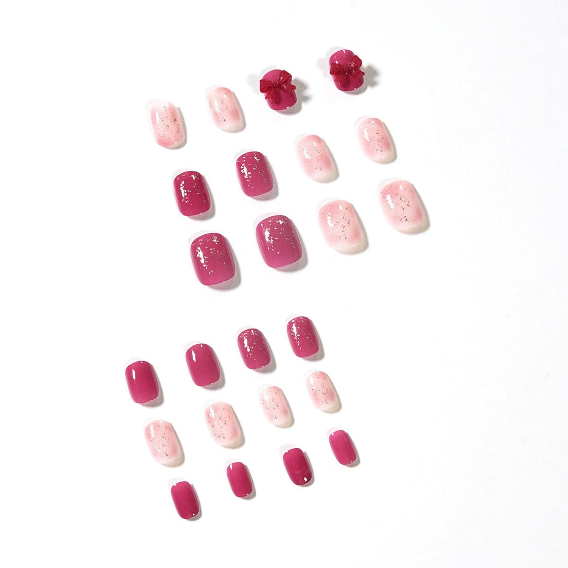 SMOOKY Reusable - 24 Pcs press on nails kit -Ombre Redbow