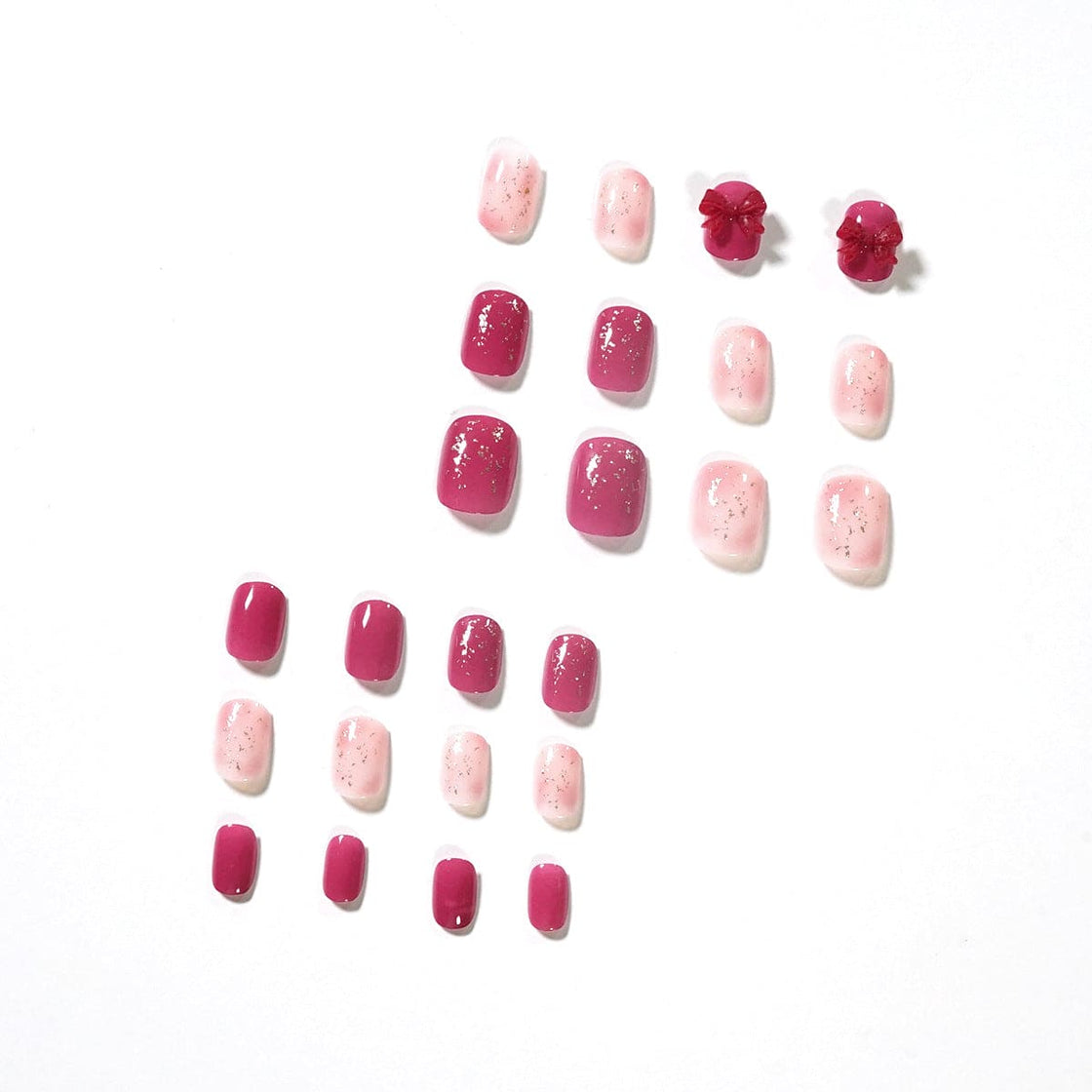 SMOOKY Reusable - 24 Pcs press on nails kit -Ombre Redbow