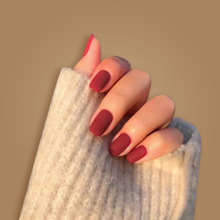 press on nails kit -Dark Maroon