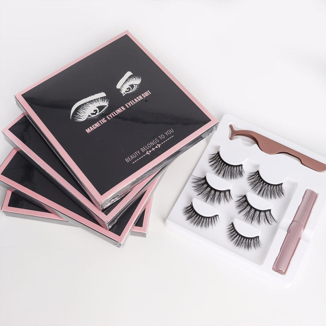 SMOOKY 3D Magnetic Eyelashes Natural Looking-Pack(B) of 3 (Light to Medium) (Without Magnetic Glue)