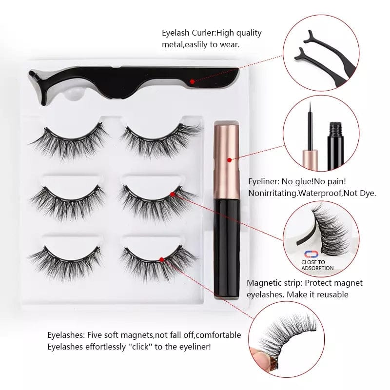 SMOOKY 3D Magnetic Eyelashes Natural Looking-Pack(A) of 3 (Medium to Heavy)(Without Magnetic Glue)