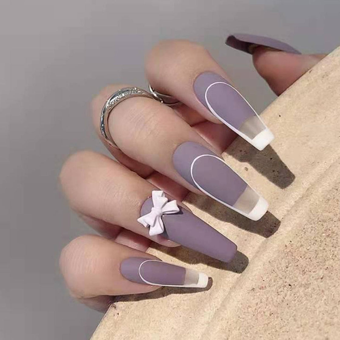 fake nails kit-Purple Bow